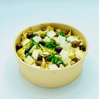 SALADE DE FUSILLI BASILIC ARTICHAUT OLIVE TAGGIACHE